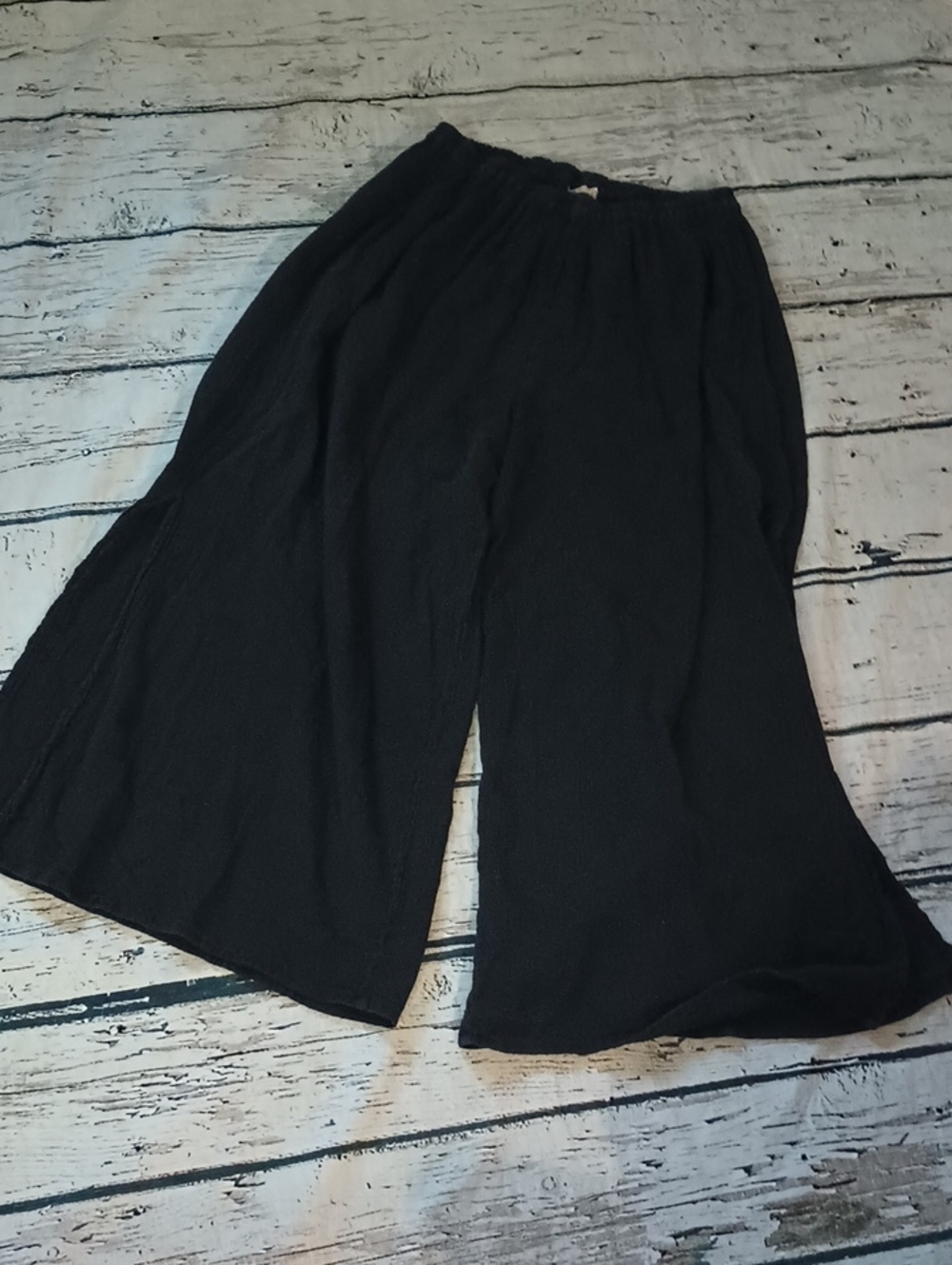 Cottonways Black Wide Leg Split Hem Elastic Waist Pull On Pants 3 2X